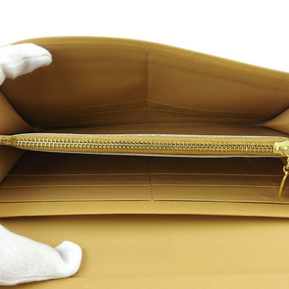 Auth Saint Laurent Long Wallet Logo Beige Leather - Picture 4 of 8